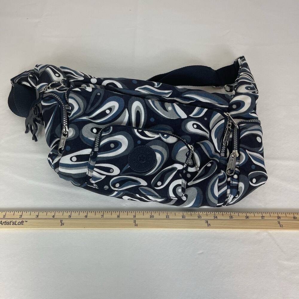 Kipling Gabbie Blue Eye Print Travel Crossbody Bag Purse Multi Pocket Monkey - Picture 13 of 14